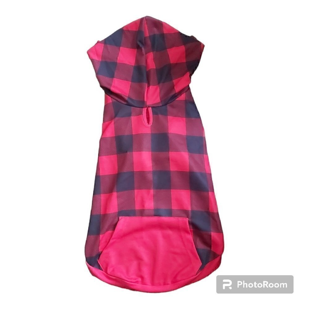 RED/BLACK Plaid Dog Hoodie Polyester Blend Shirt - Size Large